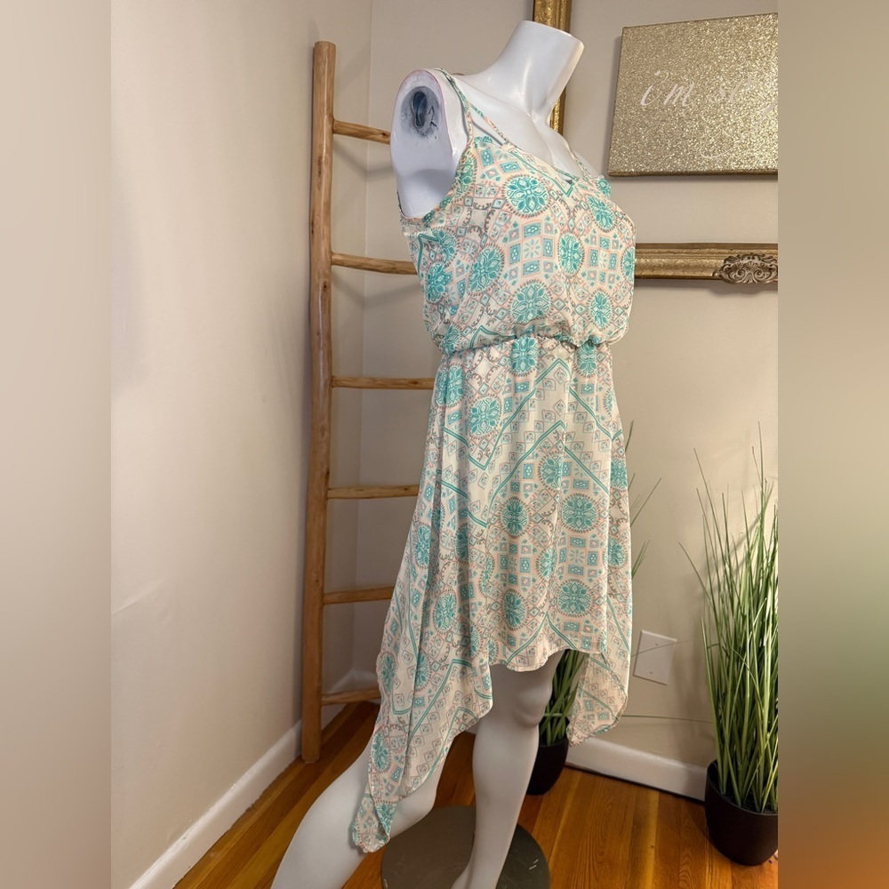 Guess summer sundress drape light green spaghetti strap XS Bohemian - Picture 6 of 7